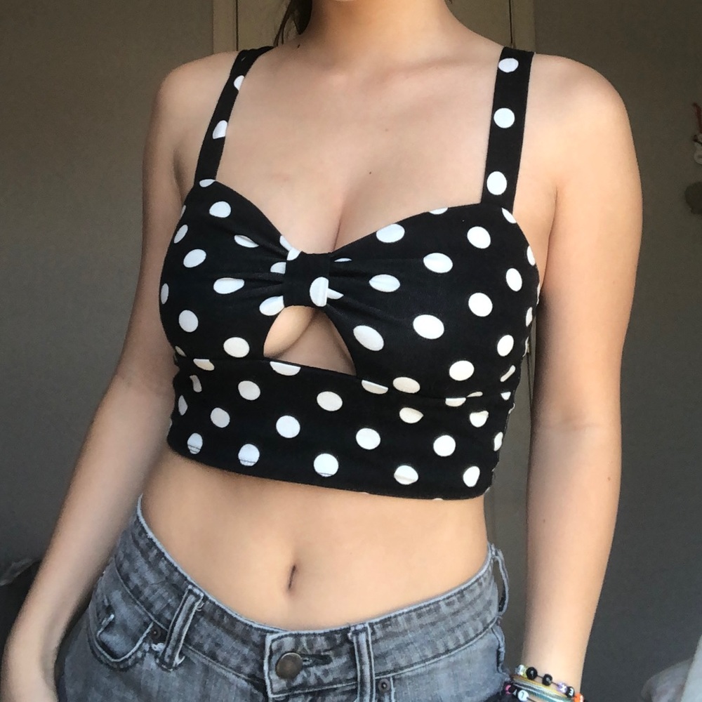 Polka Dot Cutout Top